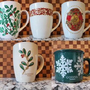 Set of 5 Godiva Cocoa Mugs